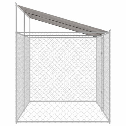 Dog Cage with Roof Silver 400 x 200 x 256 cm Steel and PE