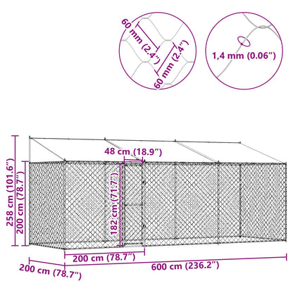 Dog Cage Silver 600 x 200 x 256 cm Galvanised Steel