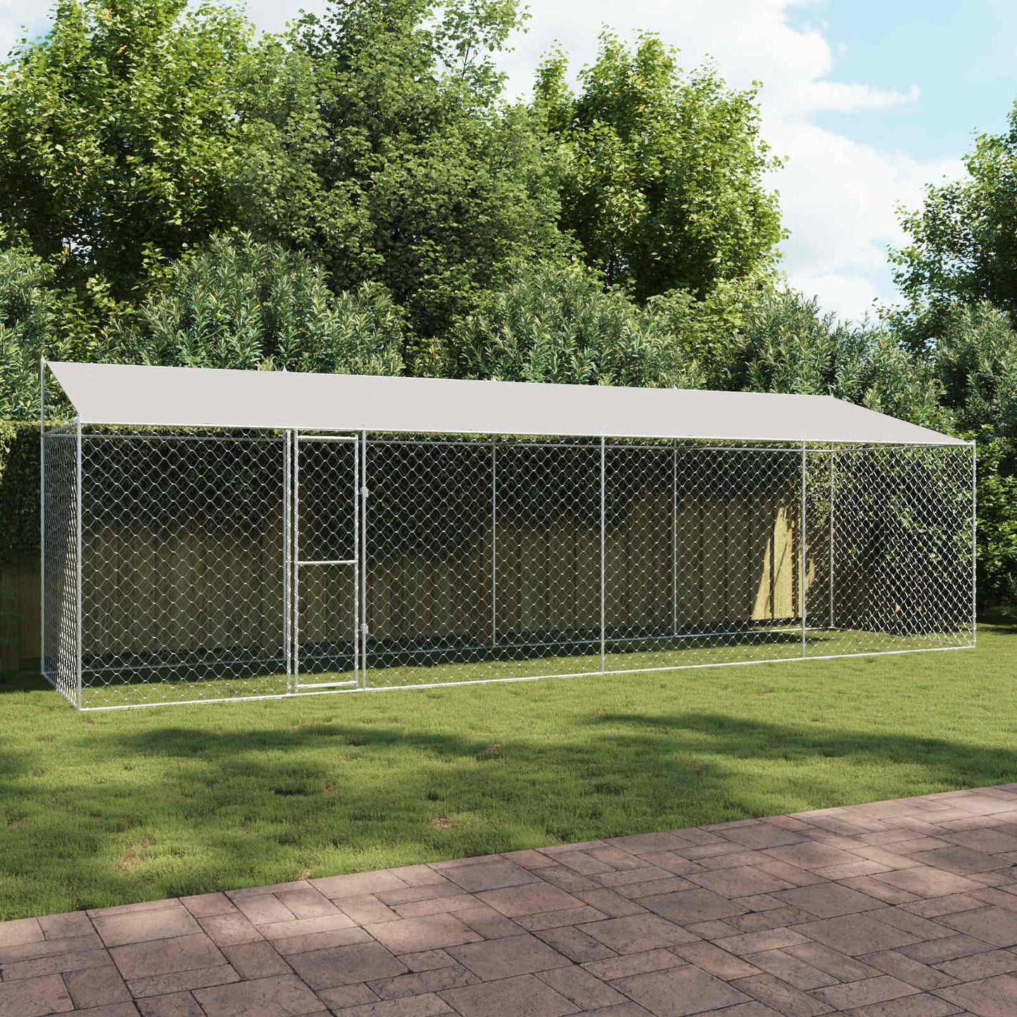 Dog Cage with Roof Silver 800 x 200 x 256 cm Steel and PE