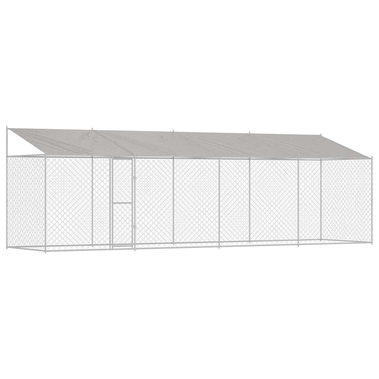 Dog Cage with Roof Silver 800 x 200 x 256 cm Steel and PE