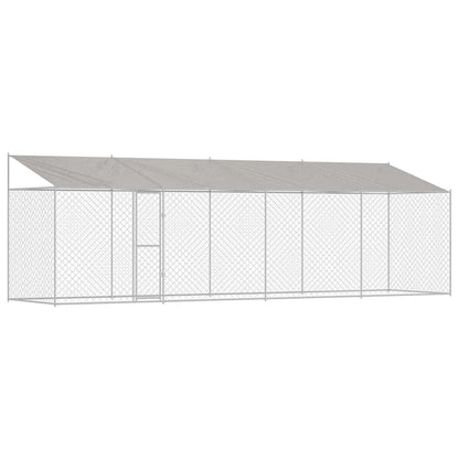 Dog Cage with Roof Silver 800 x 200 x 256 cm Steel and PE