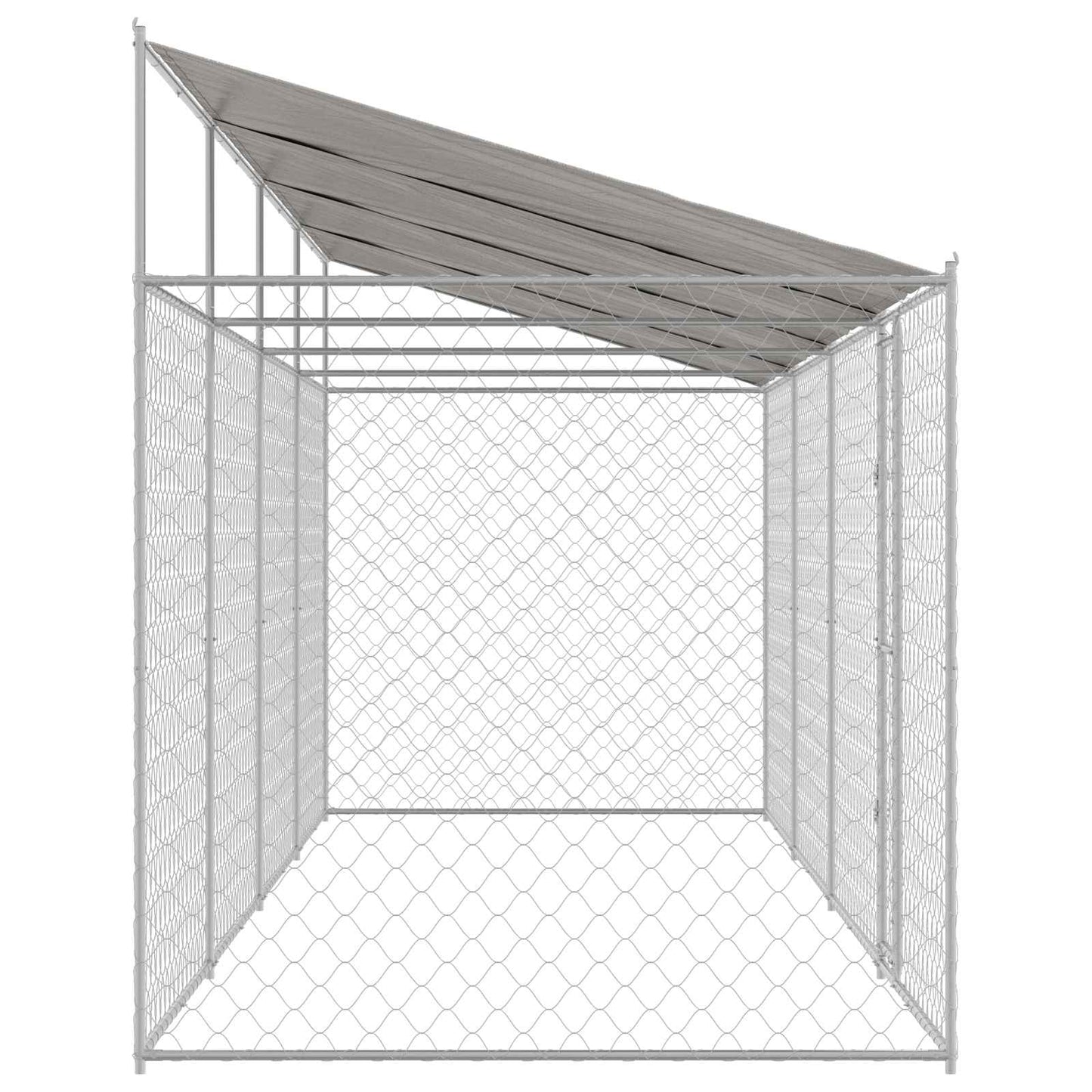 Dog Cage with Roof Silver 800 x 200 x 256 cm Steel and PE