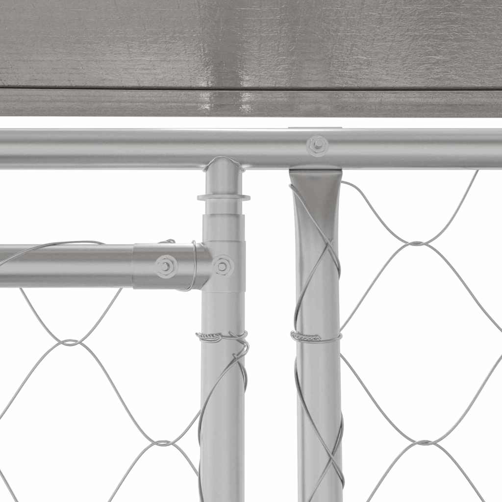 Dog Cage with Roof Silver 800 x 200 x 256 cm Steel and PE