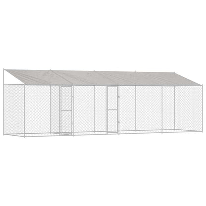 Dog Cage with Roof Silver 800 x 200 x 256 cm Steel and PE