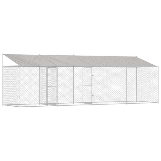 Dog Cage with Roof Silver 800 x 200 x 256 cm Steel and PE