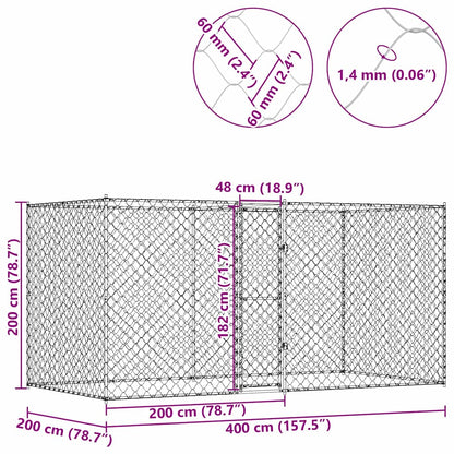 Dog Cage Silver 400 x 200 x 200 cm Galvanised Steel