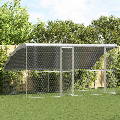 Dog Kennel 2 pcs Silver 4 x 2 x 2 m Galvanised steel