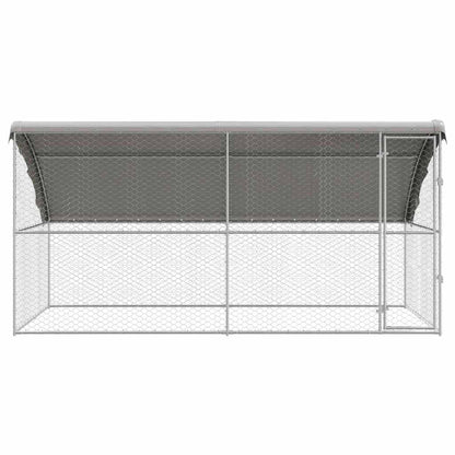 Dog Kennel 2 pcs Silver 4 x 2 x 2 m Galvanised steel