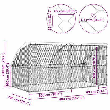 Dog Kennel 2 pcs Silver 4 x 2 x 2 m Galvanised steel