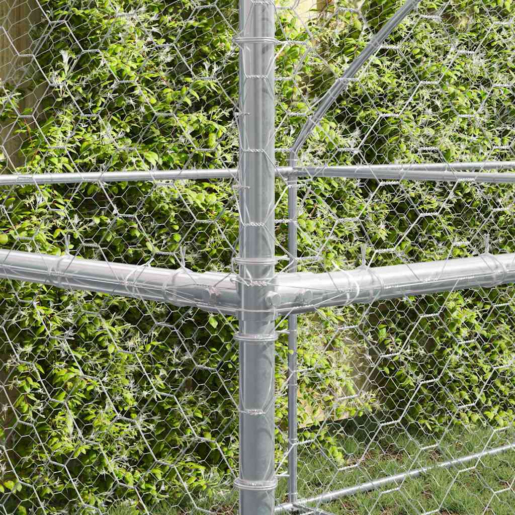 Dog Kennel 2 pcs Silver 4 x 2 x 2 m Galvanised steel