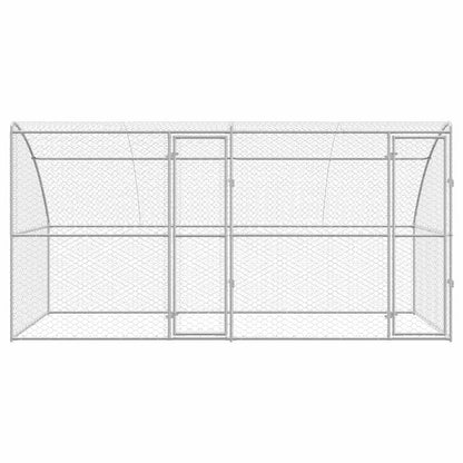 Dog Kennel 2 pcs Silver 4 x 2 x 2 m Galvanised steel