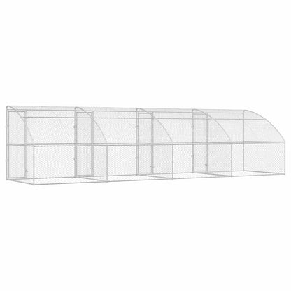 Dog Kennel 4 pcs Silver 8 x 2 x 2 m Galvanised steel