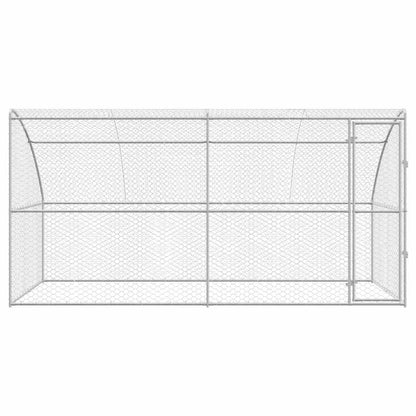Dog Kennel 2 pcs Silver 4 x 2 x 2 m Galvanised steel