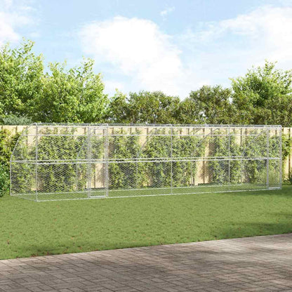 Dog Kennel 4 pcs Silver 8 x 2 x 2 m Galvanised steel