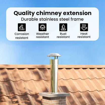 Chimney Head Extension Silver 24 x 24 x 50 cm Stainless Steel
