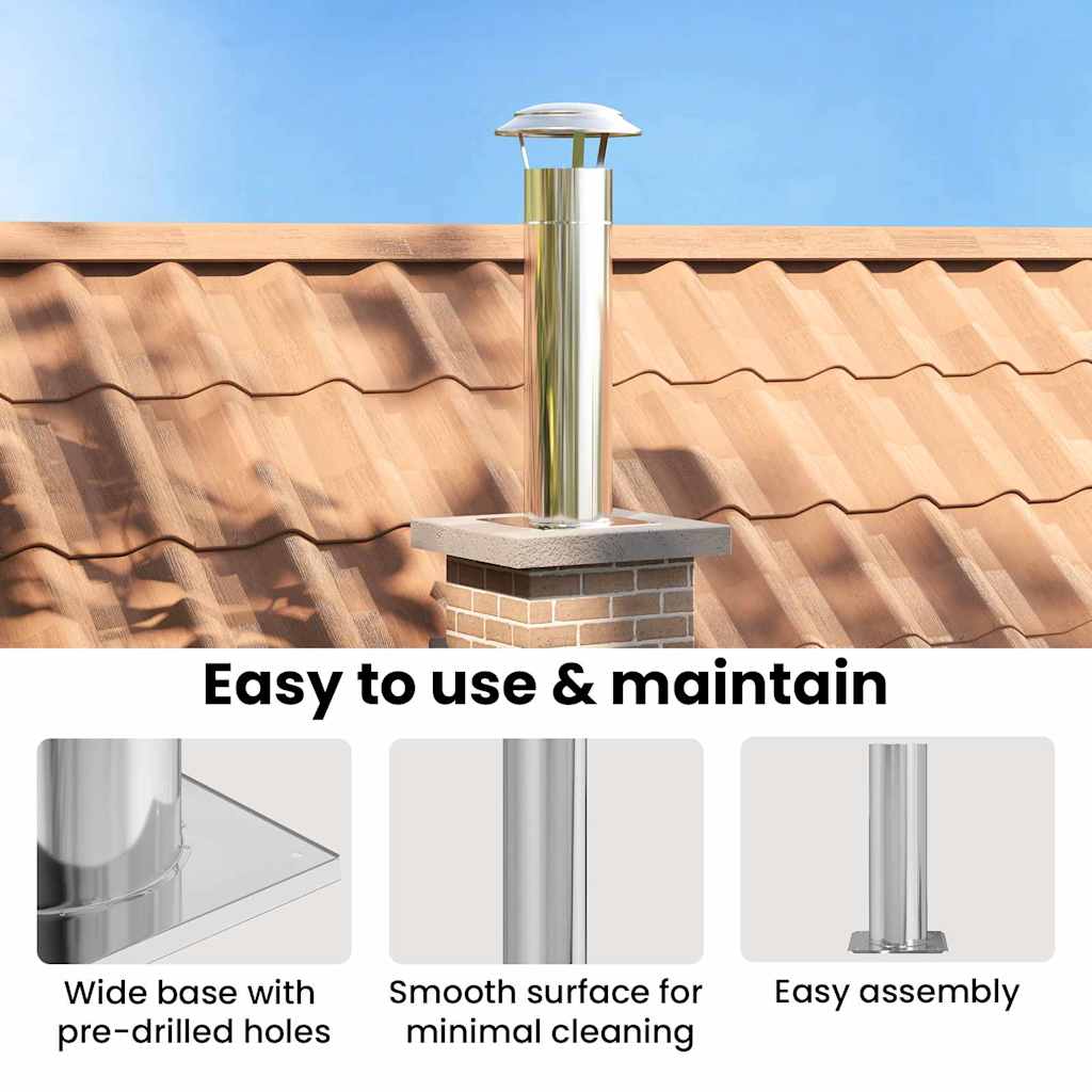 Chimney Head Extension Silver 26 x 26 x 50 cm Stainless Steel