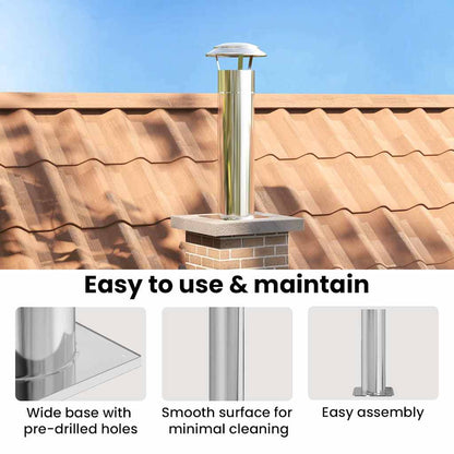 Chimney Head Extension Silver 26 x 26 x 50 cm Stainless Steel