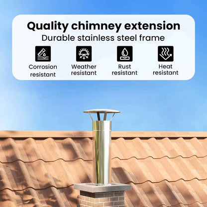 Chimney Head Extension Silver 29 x 29 x 50 cm Stainless Steel