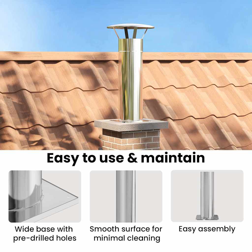Chimney Head Extension Silver 29 x 29 x 50 cm Stainless Steel