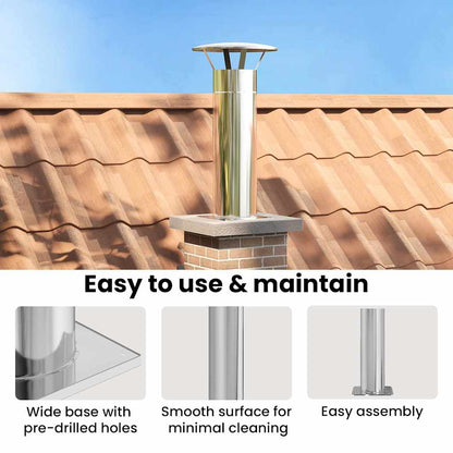 Chimney Head Extension Silver 29 x 29 x 50 cm Stainless Steel