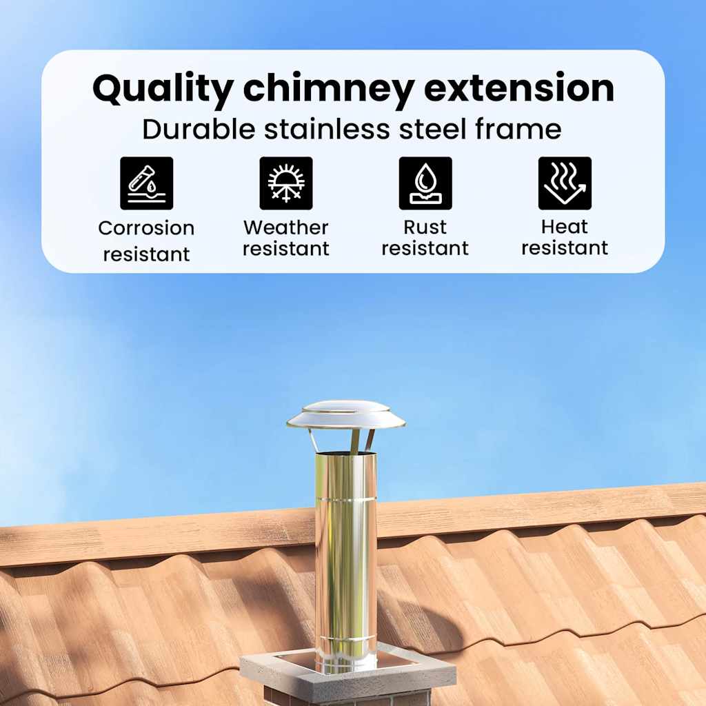 Chimney Extension Silver 25 x 25 x 65 cm Stainless Steel
