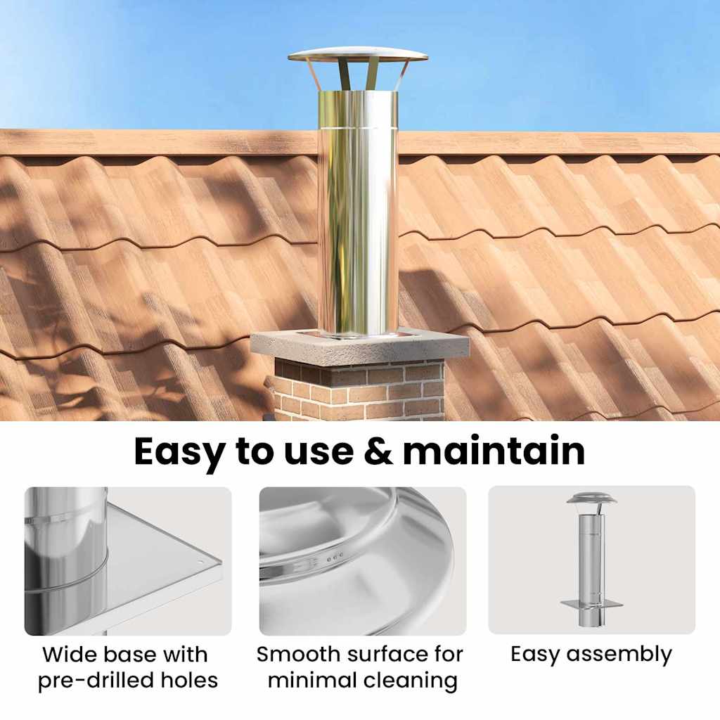 Chimney Extension Silver 25 x 25 x 65 cm Stainless Steel