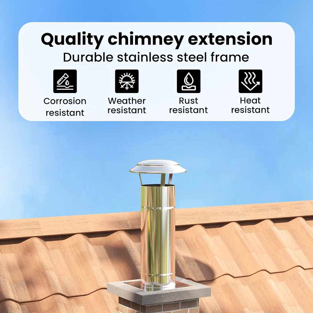 Chimney Extension Silver 25 x 25 x 65 cm Stainless Steel