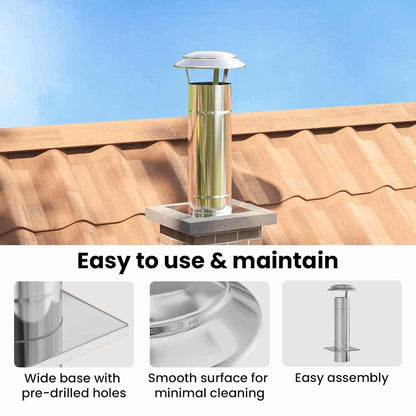 Chimney Extension Silver 25 x 25 x 65 cm Stainless Steel