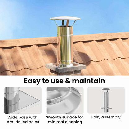 Chimney Extension Silver 35 x 35 x 65 cm Stainless Steel