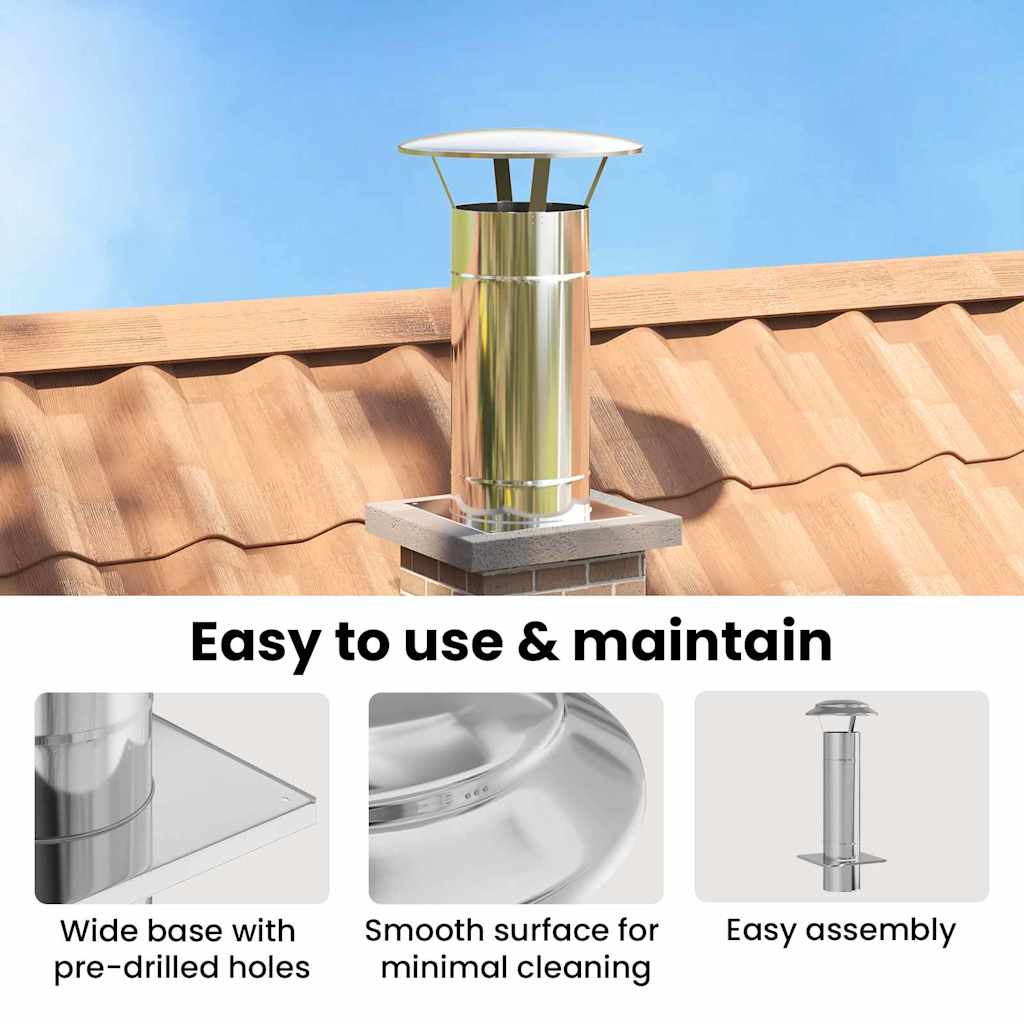 Chimney Extension Silver 35 x 35 x 65 cm Stainless Steel