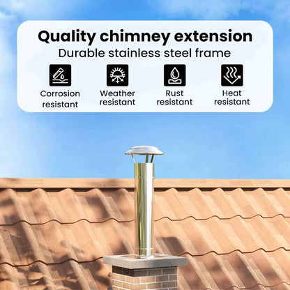 Chimney Extension Silver 25 x 25 x 82 cm Stainless Steel