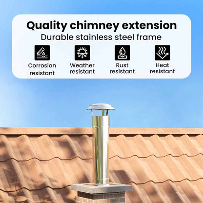 Chimney Extension Silver 25 x 25 x 82 cm Stainless Steel