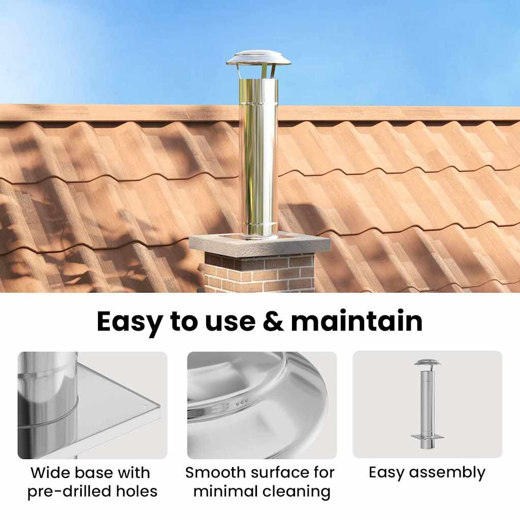 Chimney Extension Silver 25 x 25 x 82 cm Stainless Steel