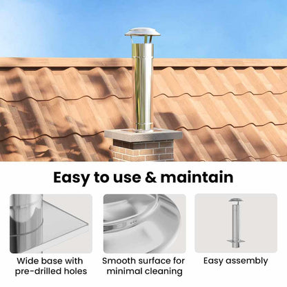 Chimney Extension Silver 25 x 25 x 82 cm Stainless Steel