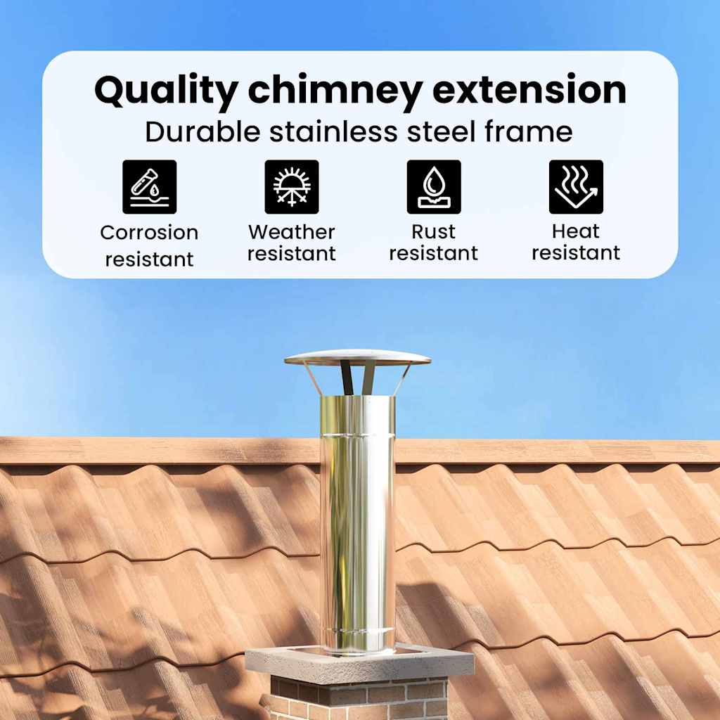 Chimney Extension Silver 35 x 35 x 82 cm Stainless Steel