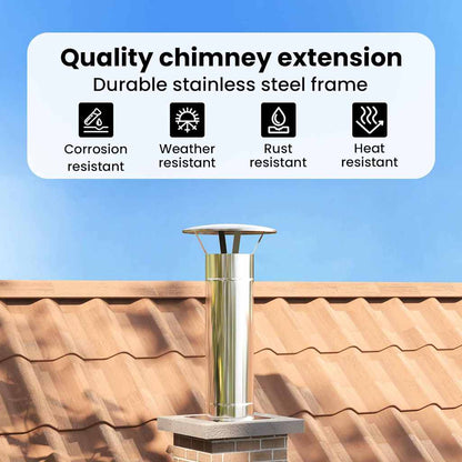Chimney Extension Silver 35 x 35 x 82 cm Stainless Steel