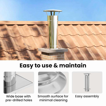 Chimney Extension Silver 35 x 35 x 82 cm Stainless Steel