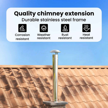 Chimney Extension Silver 25 x 25 x 132 cm Stainless steel
