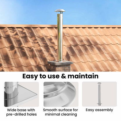 Chimney Extension Silver 25 x 25 x 132 cm Stainless steel