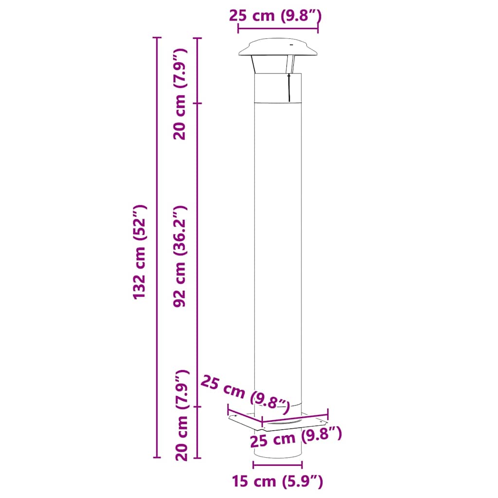 Chimney Extension Silver 25 x 25 x 132 cm Stainless steel