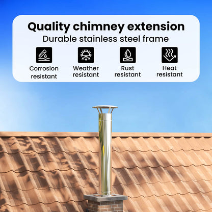 Chimney Extension Silver 35 x 35 x 132 cm Stainless steel