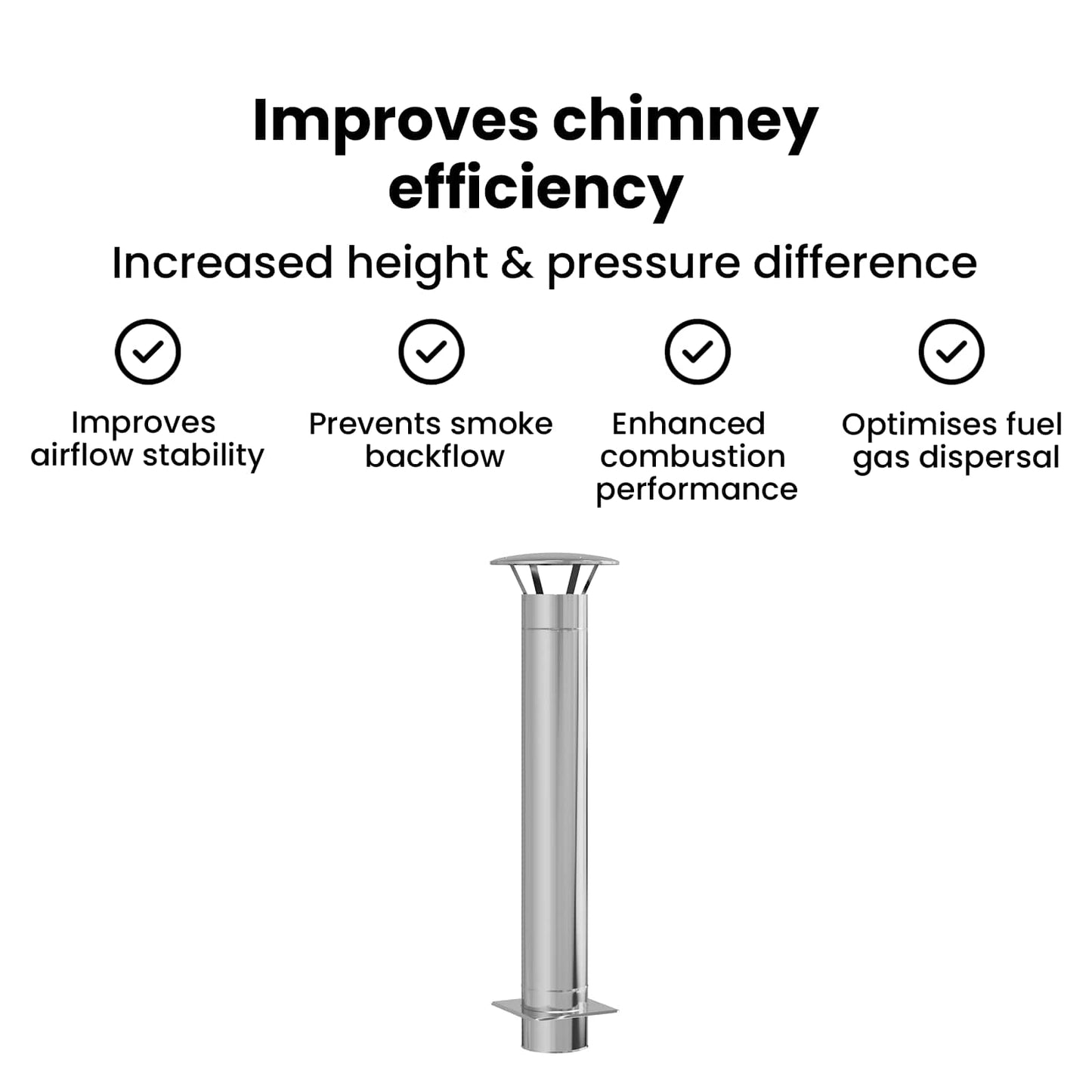 Chimney Extension Silver 35 x 35 x 132 cm Stainless steel