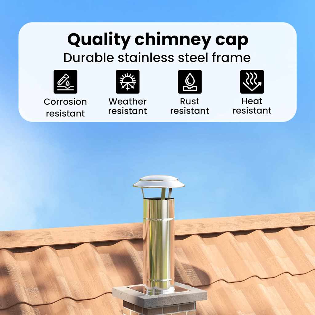 Rain Cover Chimney Silver 25 x 25 x 20 cm Stainless Steel