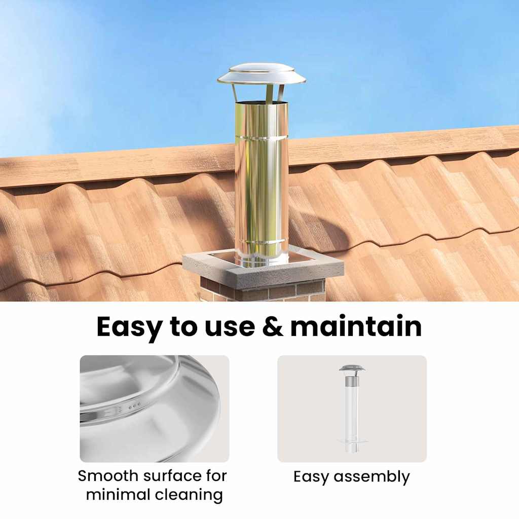 Rain Cover Chimney Silver 25 x 25 x 20 cm Stainless Steel