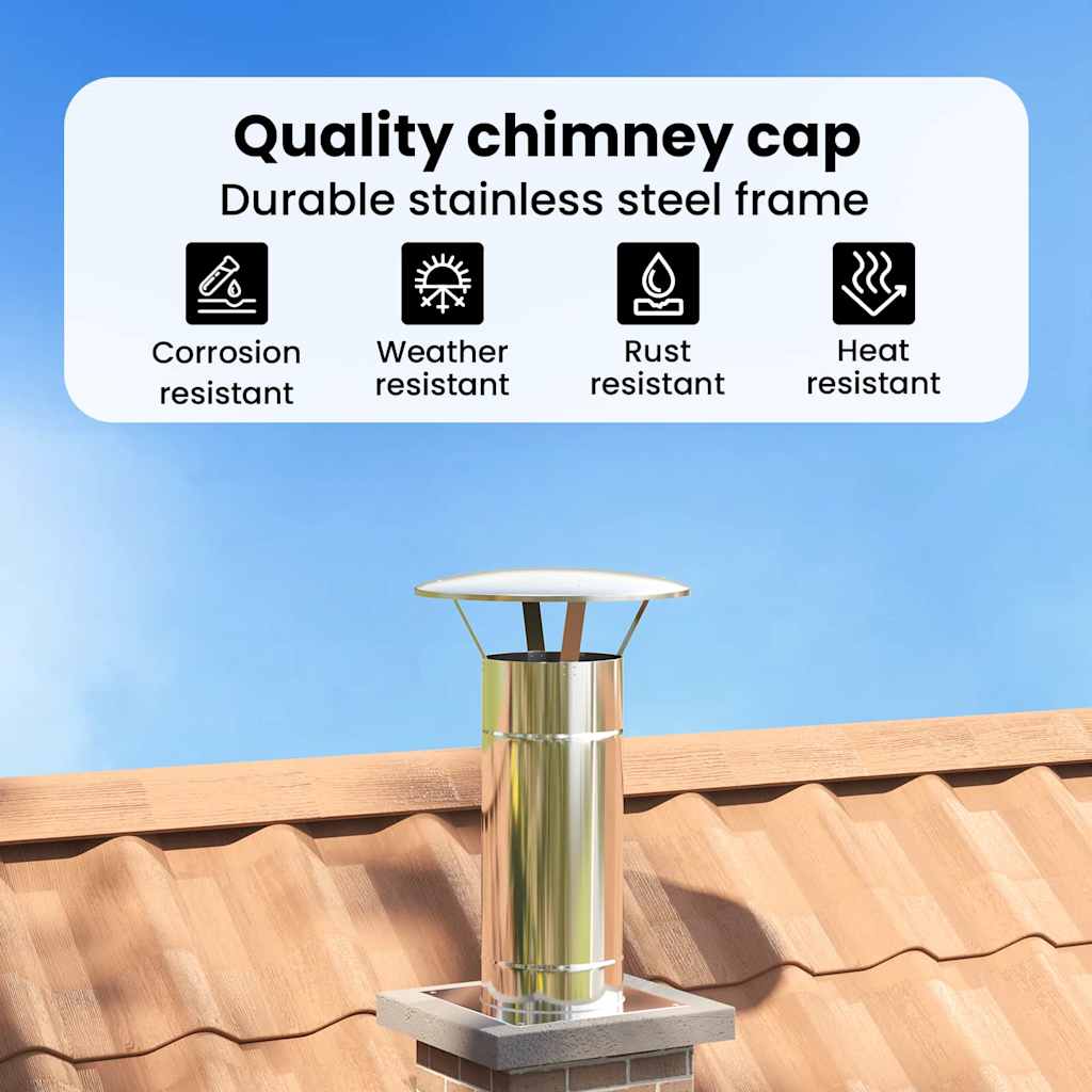 Rain Cover Chimney Silver 35 x 35 x 20 cm Stainless Steel