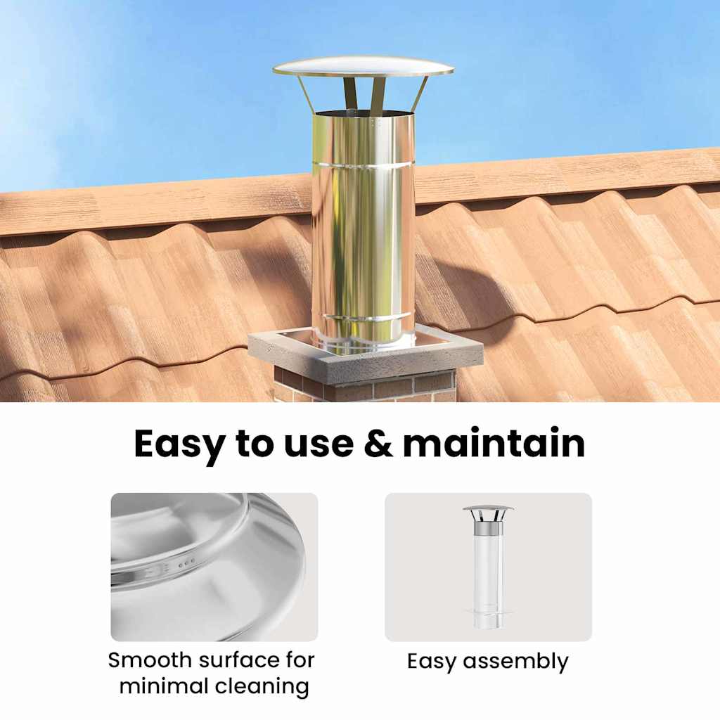 Rain Cover Chimney Silver 35 x 35 x 20 cm Stainless Steel