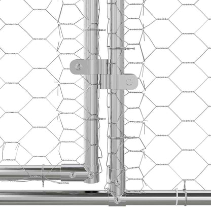 Dog Kennel with Storage Silver 2 x 2 x 2 m Galvanised steel