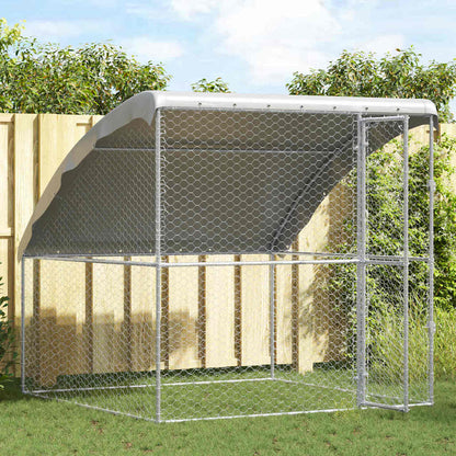 Dog Kennel with Storage Silver 2 x 2 x 2 m Galvanised steel