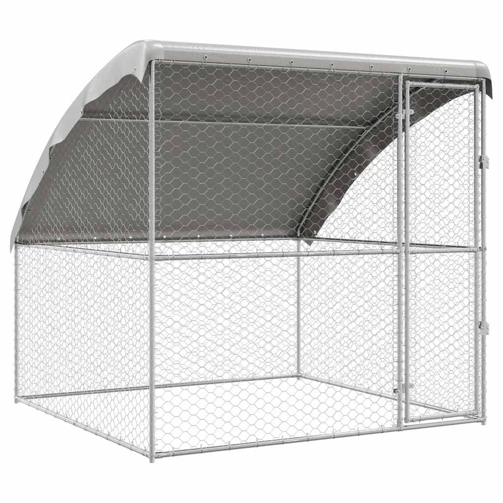 Dog Kennel with Storage Silver 2 x 2 x 2 m Galvanised steel