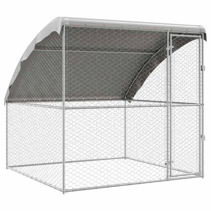 Dog Kennel with Storage Silver 2 x 2 x 2 m Galvanised steel
